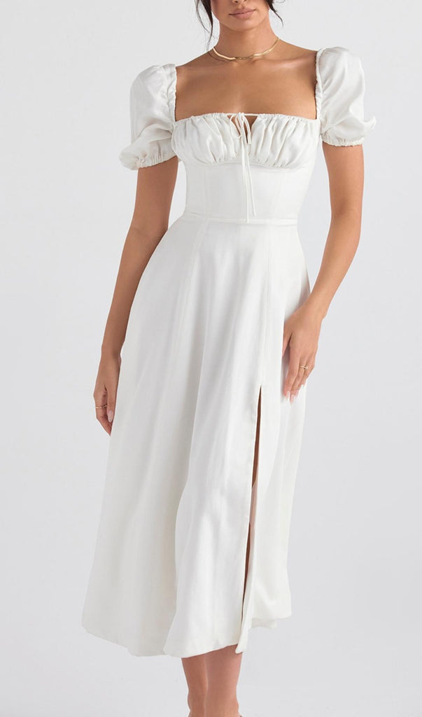 HIGH SPLIT MAXI DRESS IN WHITE-Dresses-Oh CICI SHOP