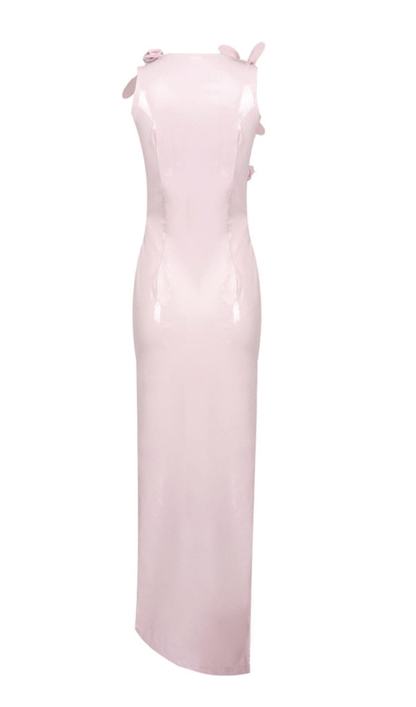 GLAM WITH EDGY SKINTIGHT LATEX GOWN IN PINK-LEATHERETTE PIECES-Oh CICI SHOP