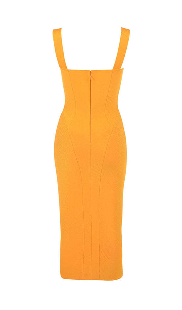 GOOSE YELLOW SLEEVELESS SLIM-FIT SUSPENDER DRESS-Oh CICI SHOP