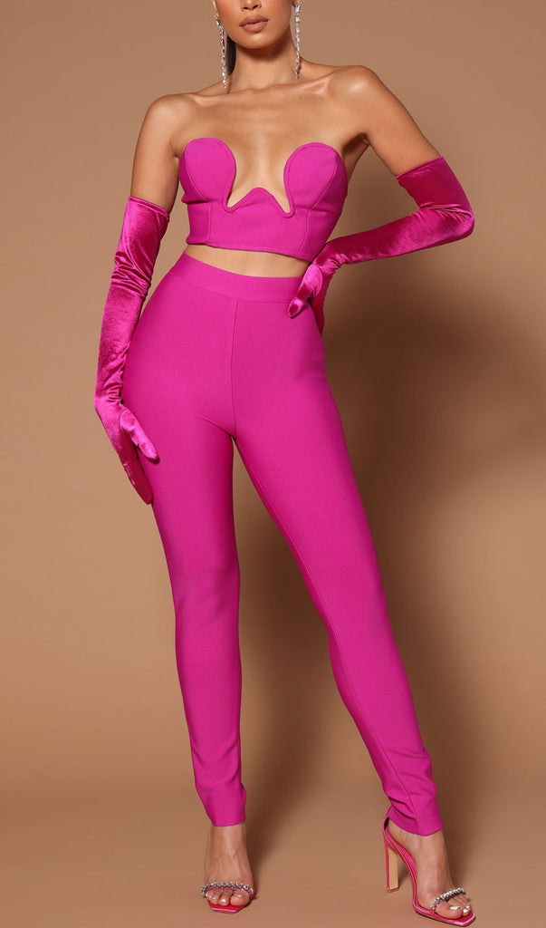 BANDAGE CUTOUT THREE PIECES SUIT IN PINK-Oh CICI SHOP