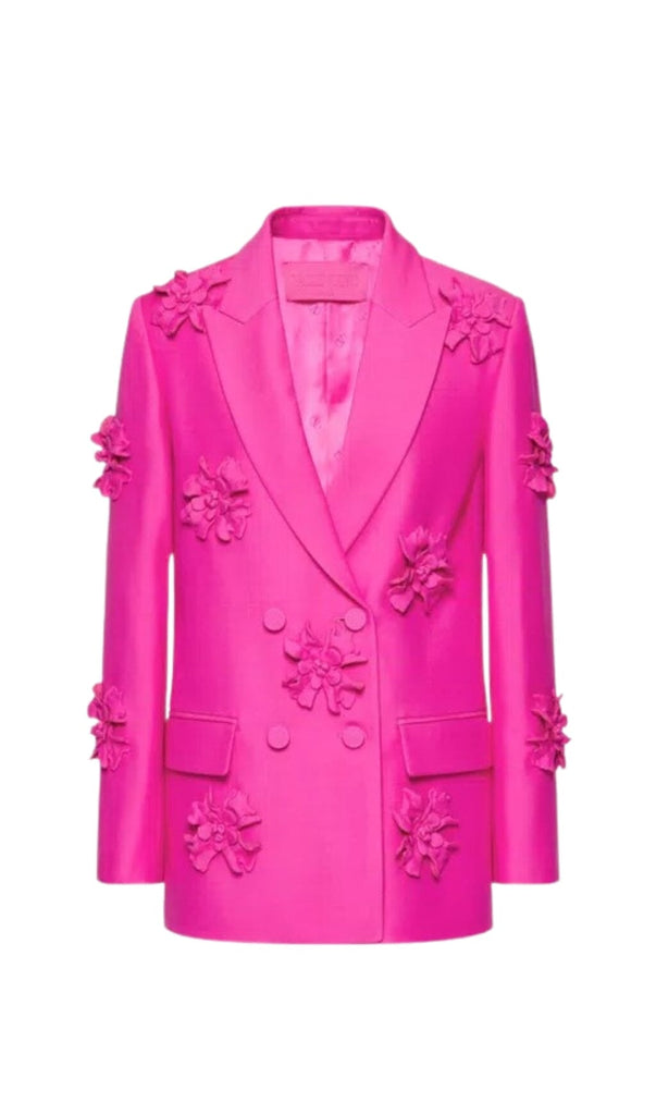 DOUBLE-BREASTED THREE DIMENSIONAL FLORAL SUIT JACKET IN PINK-Oh CICI SHOP