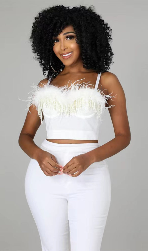 FEATHER PEARL CORSET TOP-Oh CICI SHOP