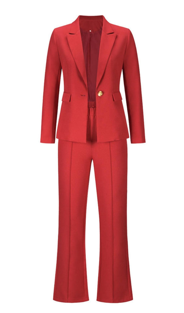 RED BUTTON BLAZER SET-Sets-Oh CICI SHOP