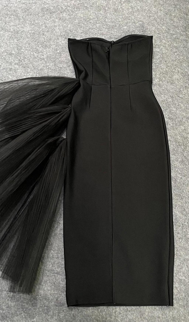 BLACK MIDI BANDAGE DRESS-Dresses-Oh CICI SHOP