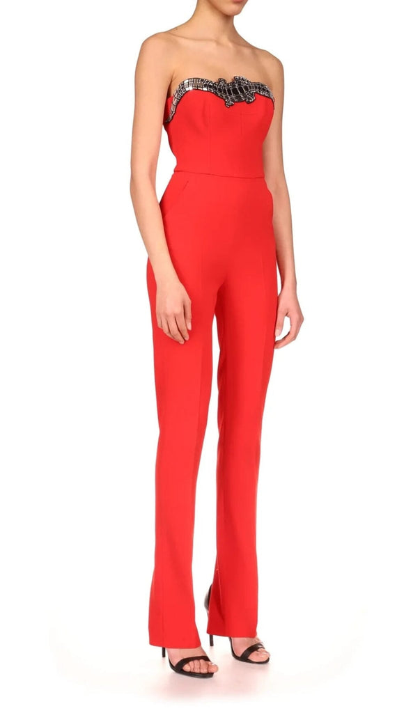 SEQUIN BANDAGE JUMPSUIT IN RED DRESS OH CICI 