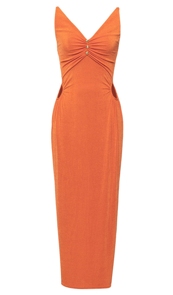 V-NECK HALTER MIDI DRESS IN ORGANE DRESS OH CICI 