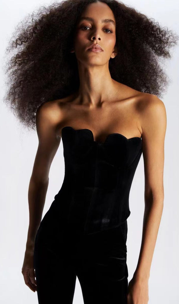 STRAPLESS CORSET CROPPED TOP IN BLACK Dresses OH CICI 