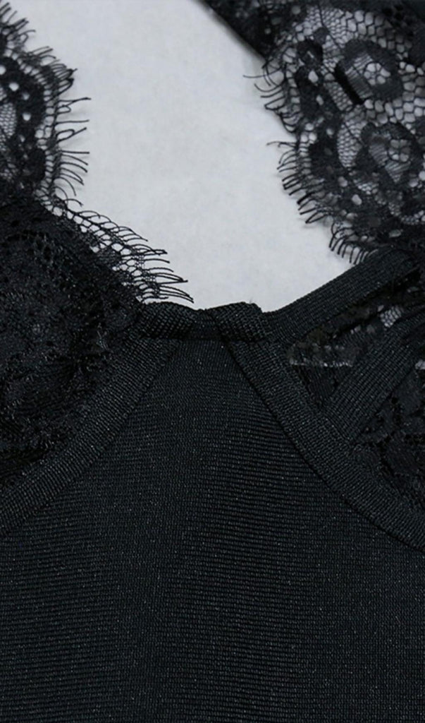 BLACK LACE MIDI BANDAGE DRESS-Dresses-Oh CICI SHOP
