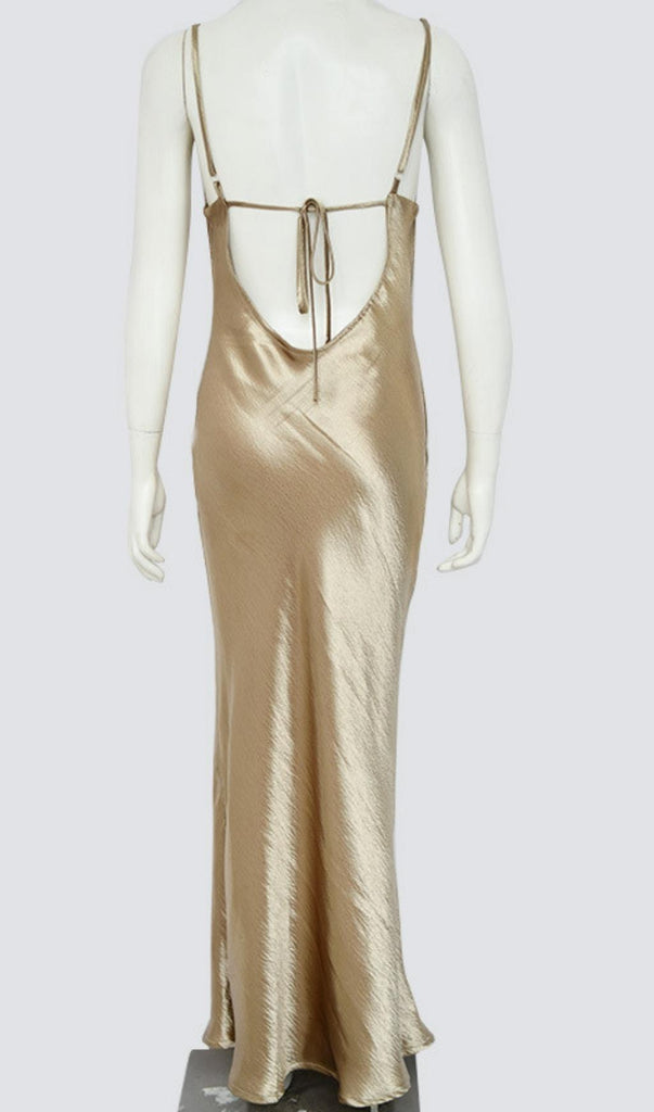 GOLD STRAPPY METALLIC MAXI DRESS-Dresses-Oh CICI SHOP