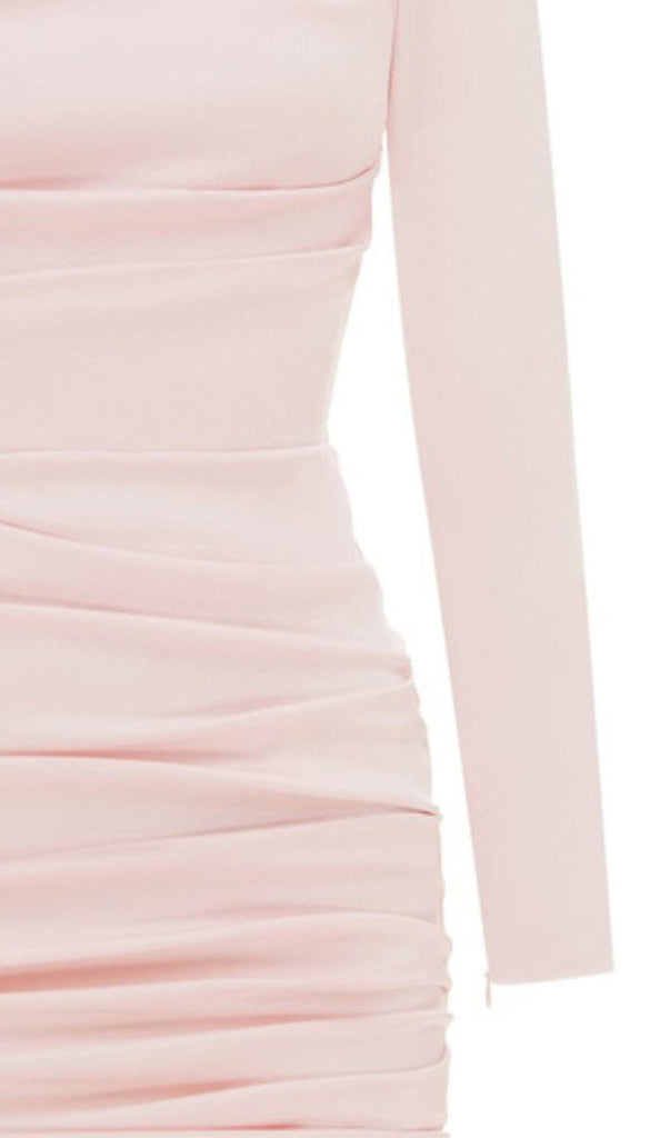 PLEATED SLIM-FIT DRESS IN NUDE PINK-Oh CICI SHOP