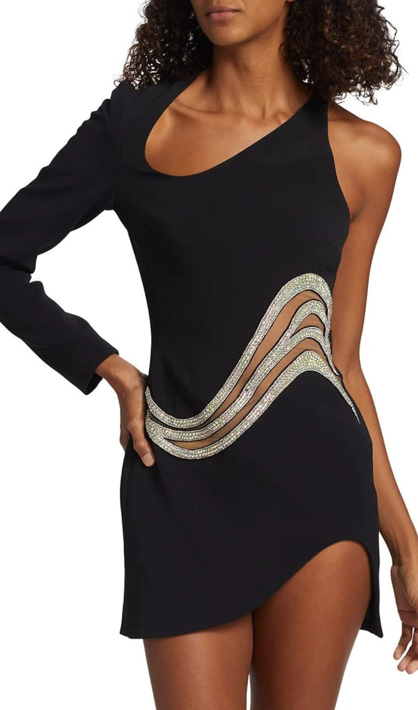 WAVE ONE-SHOULDER MINI DRESS-Oh CICI SHOP