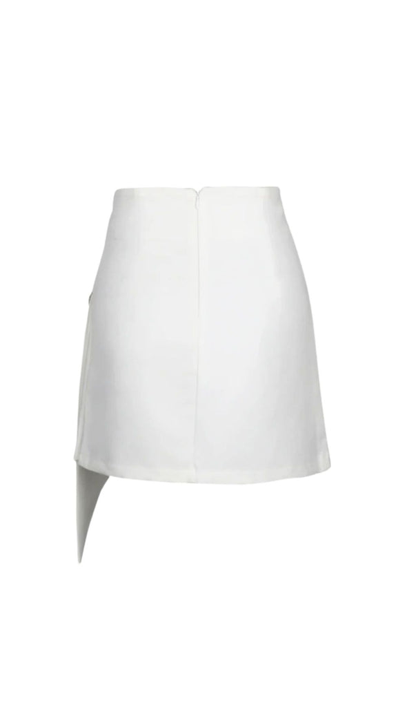 WHITE IRREGULAR SIDE SKIRT-Skirts-Oh CICI SHOP