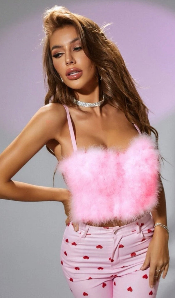 PINK FEATHER CORSET TOP-Oh CICI SHOP