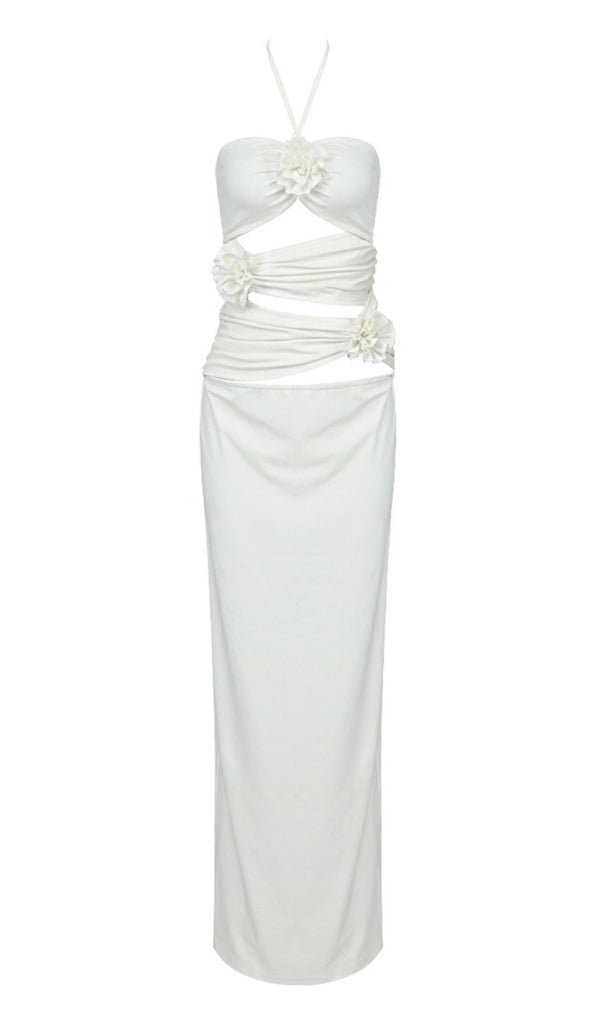 BANDAGE CUT OUT MAXI DRESS IN WHITE-Dresses-Oh CICI SHOP