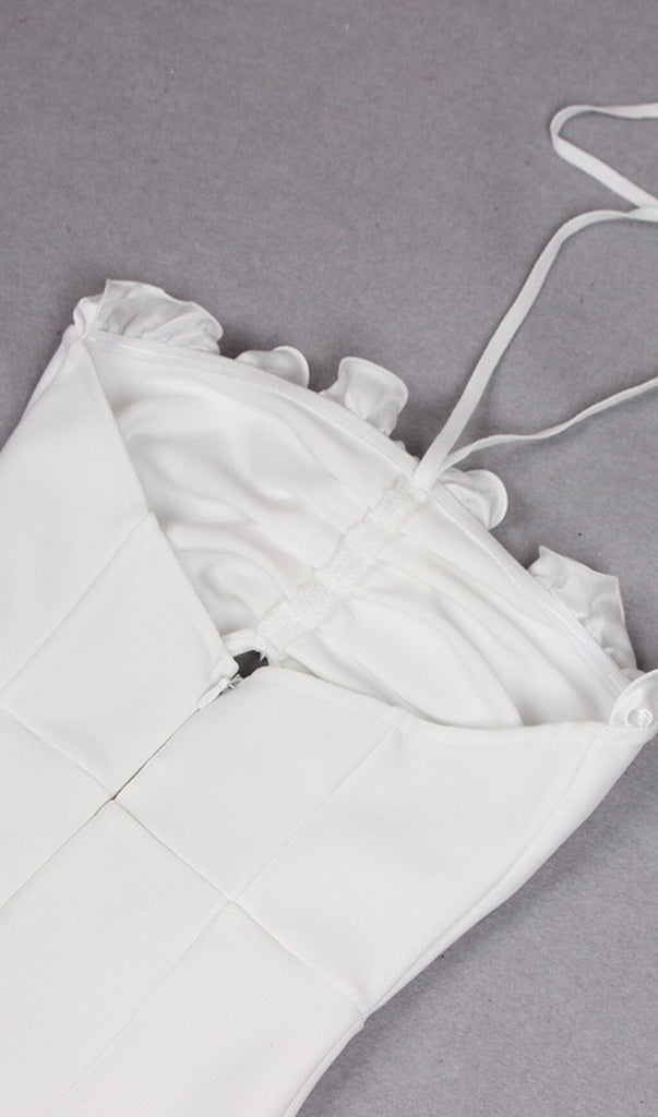 FLORAL EMBELLISHED SLIT MIDI DRESS IN WHITE DRESS OH CICI 