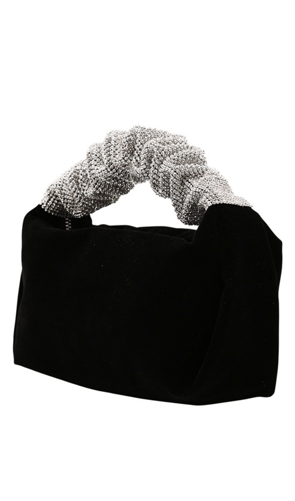 BLACK VELVET CRYSTAL HANDBAG-Handbags-Oh CICI SHOP