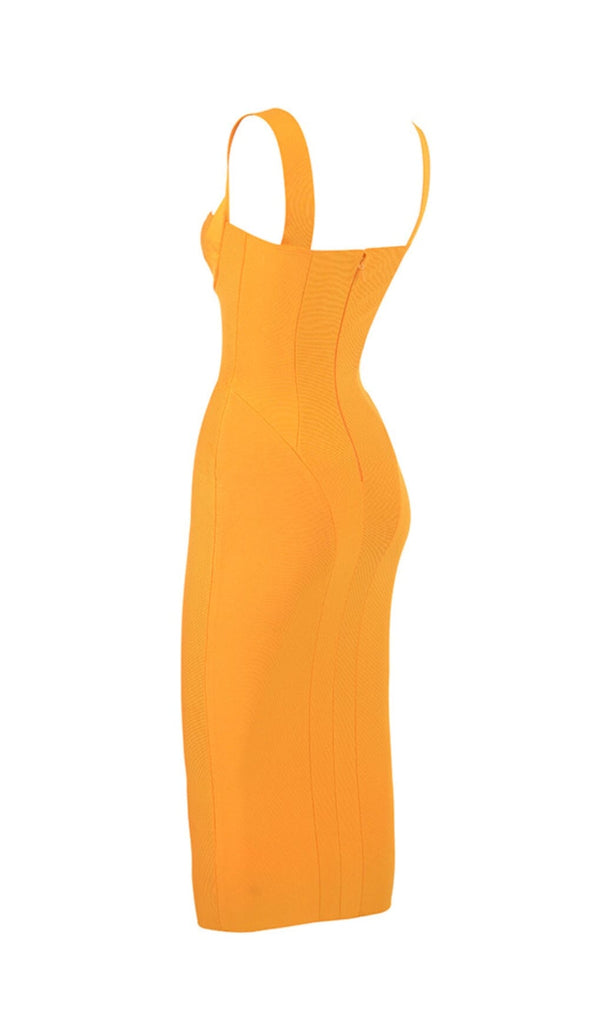 GOOSE YELLOW SLEEVELESS SLIM-FIT SUSPENDER DRESS-Oh CICI SHOP