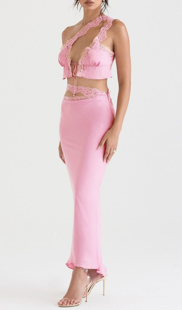 PINK LACE TRIM TWO PIECES SUIT-Oh CICI SHOP