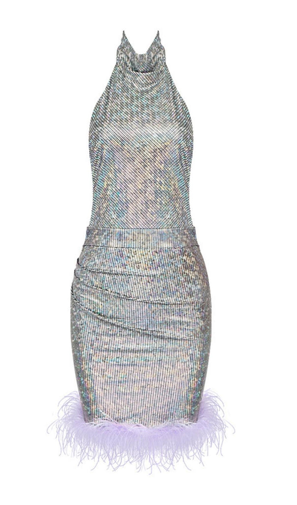 SEQUIN BACKLESS MINI DRESS IN SILVER-Dresses-Oh CICI SHOP