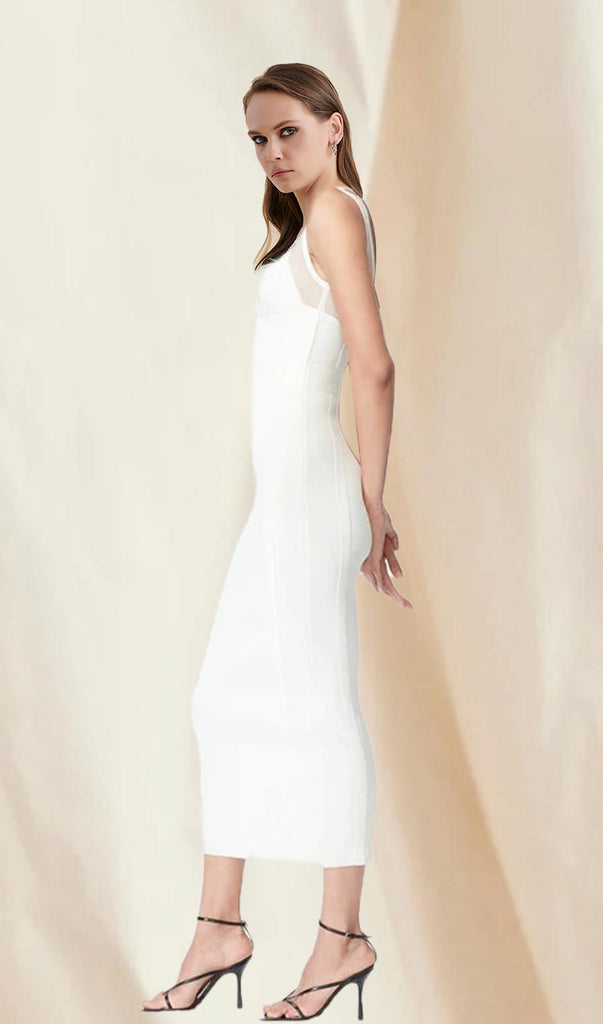 WHITE DEEP V MAXI DRESS-Dresses-Oh CICI SHOP