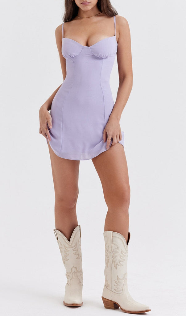 CHRISTIANA LAVENDER MINI DRESS-Oh CICI SHOP