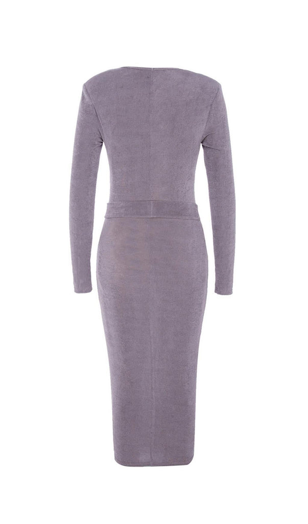 KNIT CUTOUT LONG SLEEVES MIDI DRESS IN PURPLE-Oh CICI SHOP