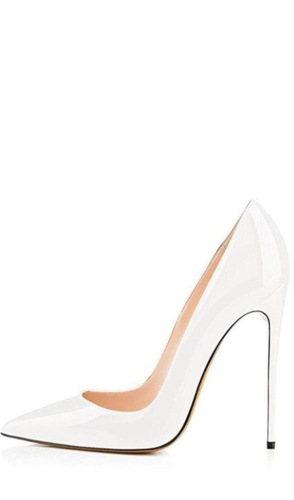 WHITE STILETTO HIGH HEEL SHOES-Shoes-Oh CICI SHOP