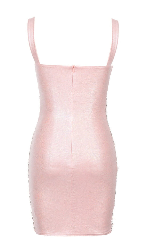 EYELET LACE UP BODYCON DRESS IN PINK DRESS OH CICI 