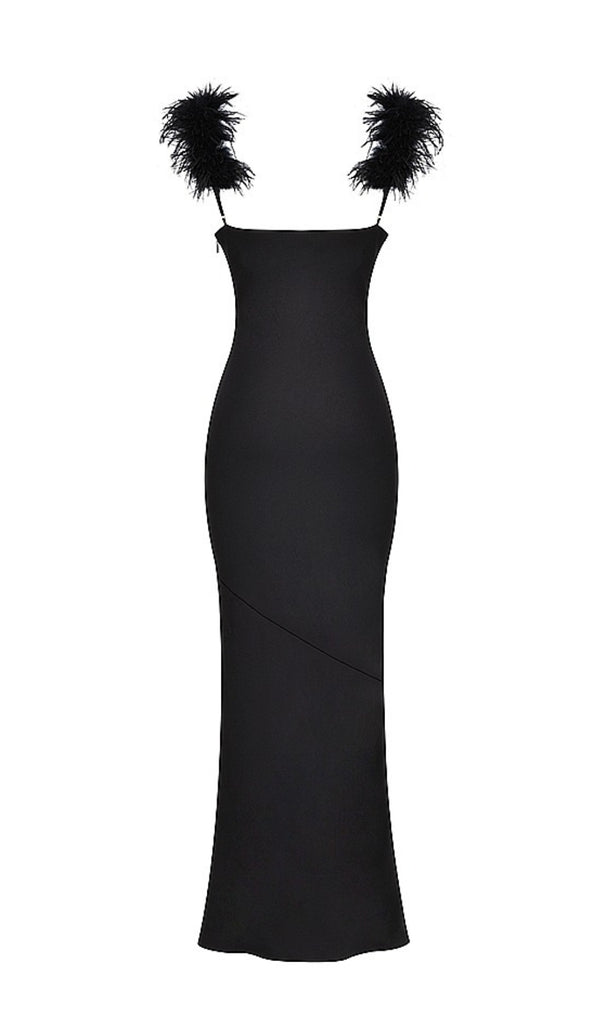 BLACK SATIN MAXI DRESS-Oh CICI SHOP