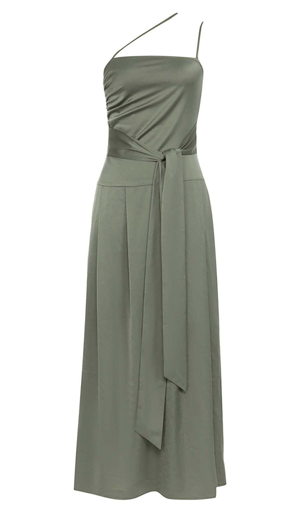 A-SILHOUETTE SATIN MIDI DRESS IN OLIVE DRESS OH CICI