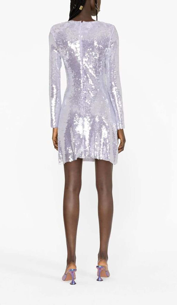 SEQUIN LONG SLEEVE MINI DRESS IN LILAC DRESS oh cici 