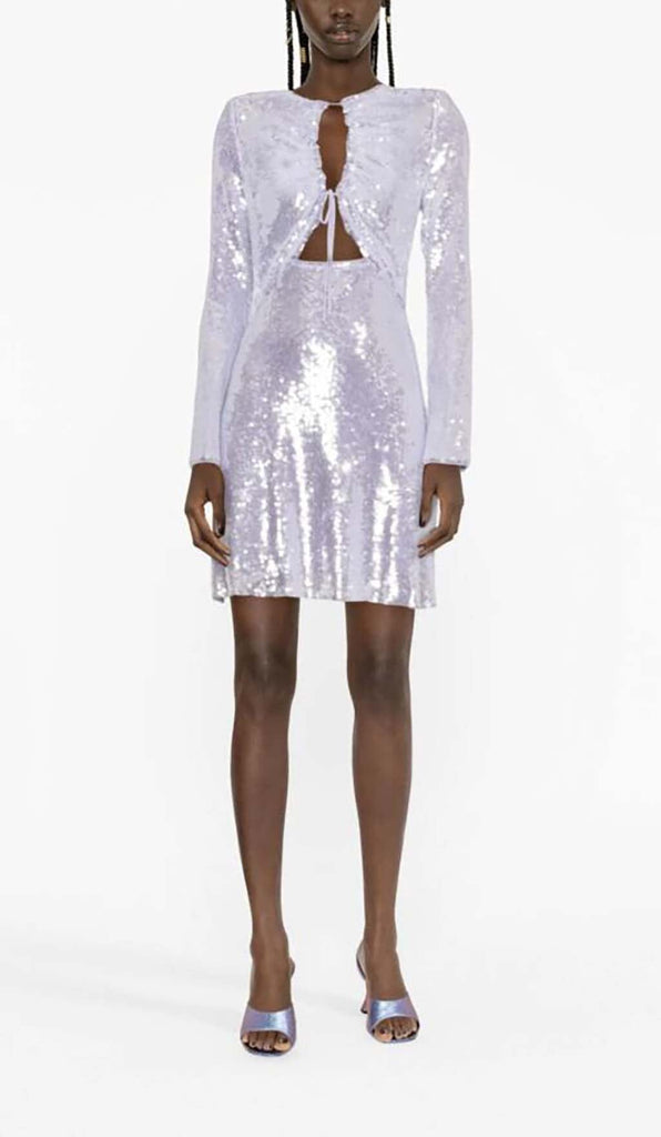 SEQUIN LONG SLEEVE MINI DRESS IN LILAC DRESS oh cici 