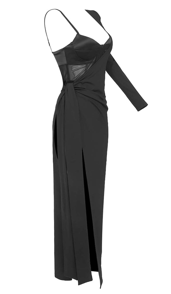 BANDAGE CORSET LOOK MAXI DRESS IN BLACK DRESS OH CICI