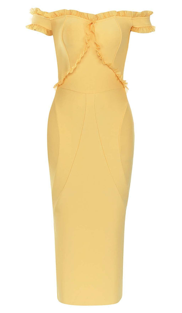 BANDEAU BANDAGE MIDI DRESS IN YELLOW DRESS ohcici 