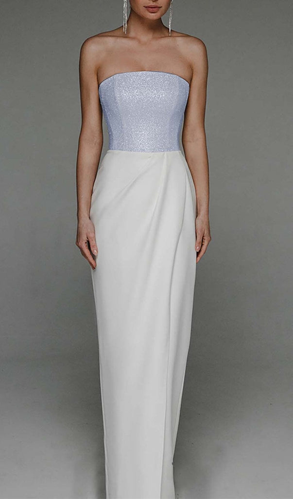 BANDEAU WAIST-TIGHTENING MAXI DRESS IN WHITE OH CICI 