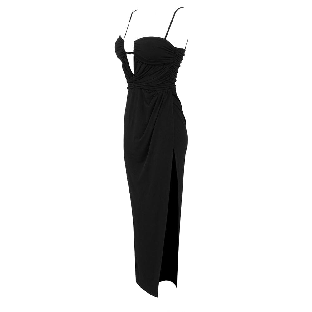 THIGH SLIT MAXI DRESS IN BLACK-DRESS-Oh CICI SHOP