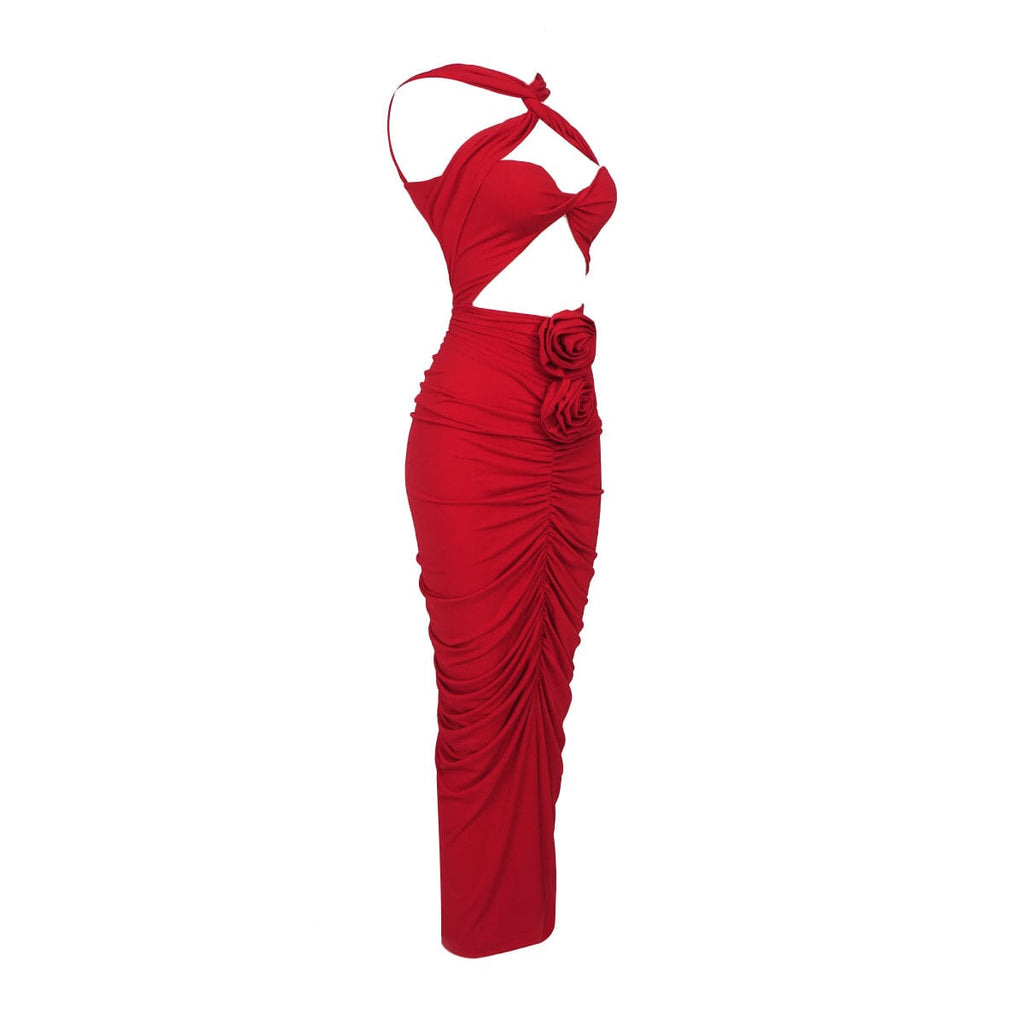 HALTER CUT OUT MAXI DRESS IN RED-DRESS-Oh CICI SHOP