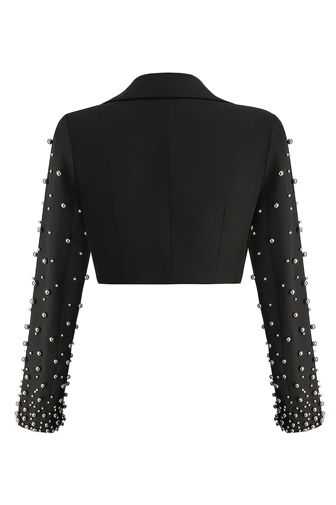 BEADED SPIRAL BLAZER IN BLACK-BODYSUITS & JUMPSUITS-Oh CICI SHOP