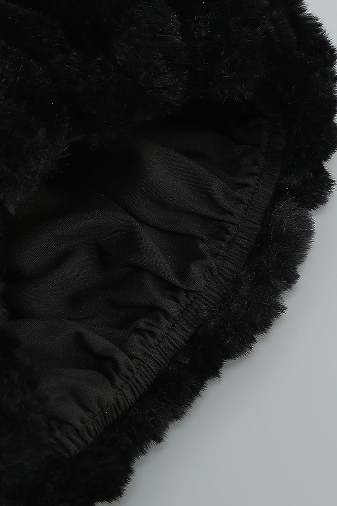 Black Ruched Shawl Leather Coat Dress-Oh CICI SHOP