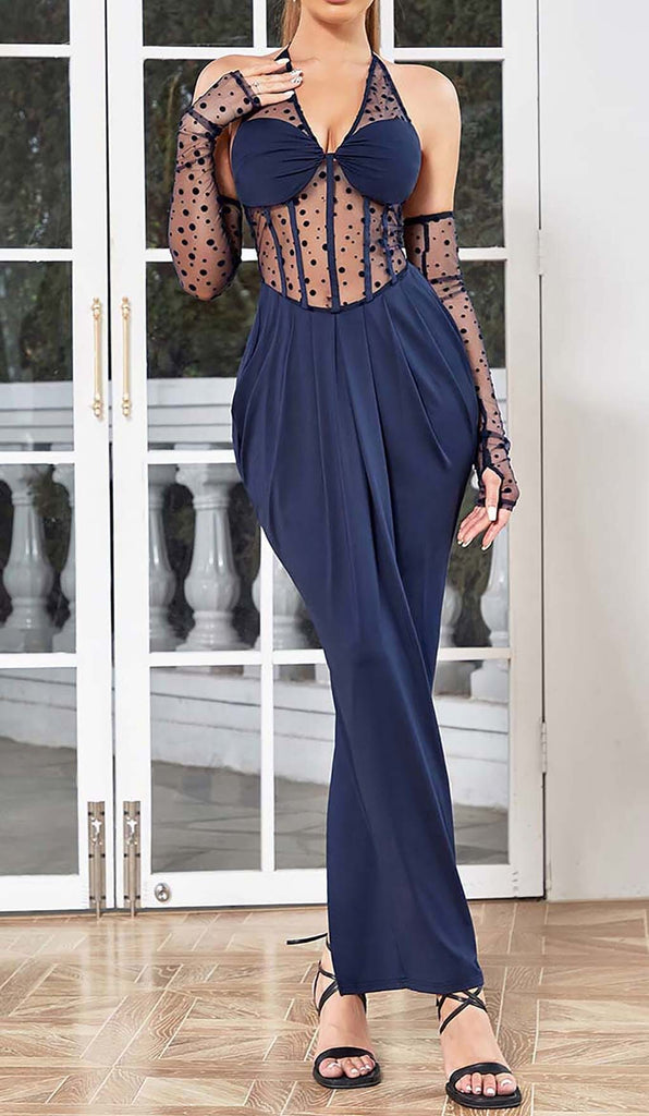 CORSET LACE MAXI DRESS IN NAVY BLUE DRESS ohcici 