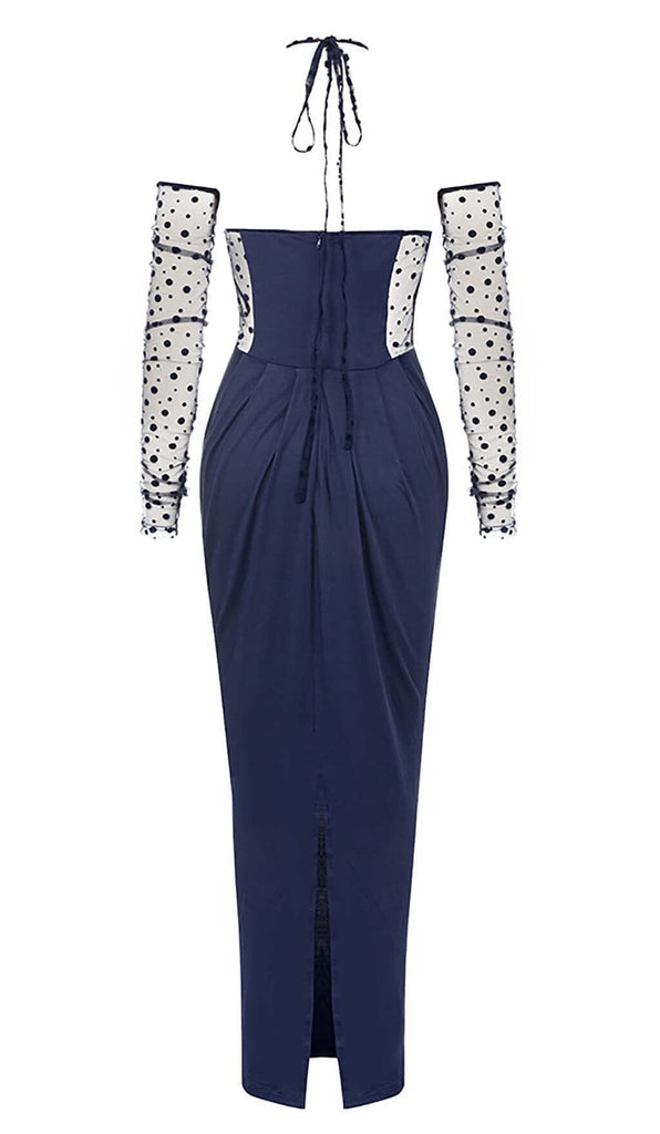 CORSET LACE MAXI DRESS IN NAVY BLUE DRESS ohcici 