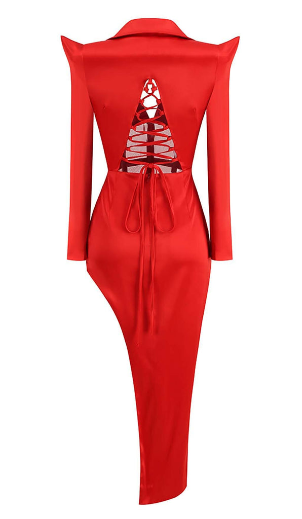 CORSET PLUNGE JACKET DRESS IN RED DRESS OH CICI 