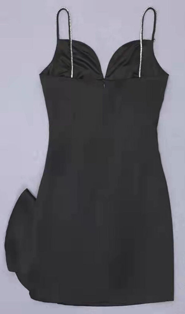 CRYSTAL BOW MINI DRESS IN BLACK-Oh CICI SHOP
