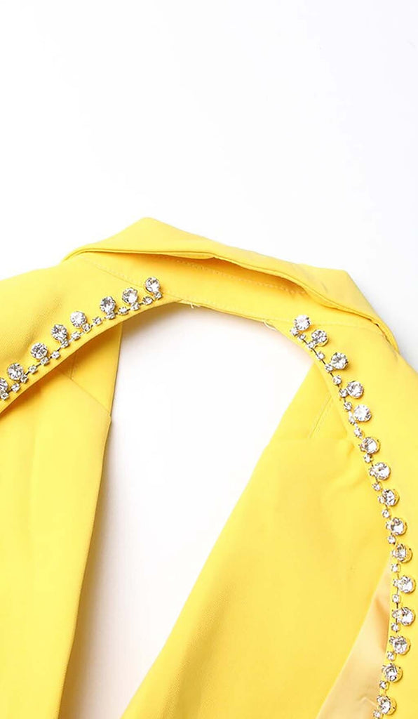 CRYSTAL OPEN BACK JACKET DRESS IN YELLOW DRESS OH CICI 