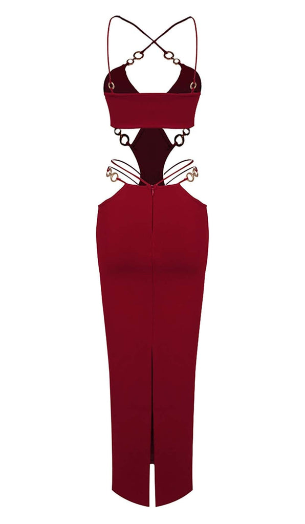 CUTOUT CHAIN MAXI DRESS IN RED DRESS OH CICI 