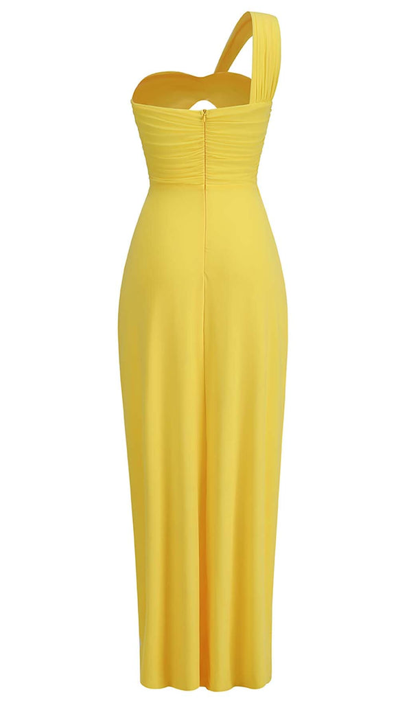 CUTOUT ONE-SHOULDER MIDI DRESS IN LEMON DRESS OH CICI 