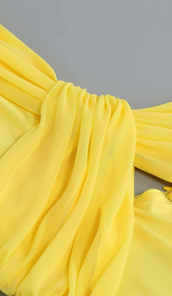 CUTOUT ONE-SHOULDER MIDI DRESS IN LEMON DRESS OH CICI 