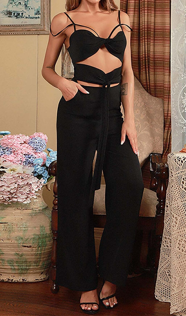 CUTOUT SLEEVELESS JUMPSUIT IN BLACK DRESS OH CICI 