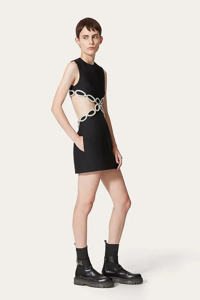 CRYSTAL EMBROIDERED SHORT BANDAGE DRESS-Sequins Dress-Oh CICI SHOP