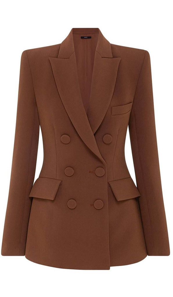 DOUBLE-BREASTED WIDE LEG JACKET SUIT IN BROWN DRESS OH CICI 